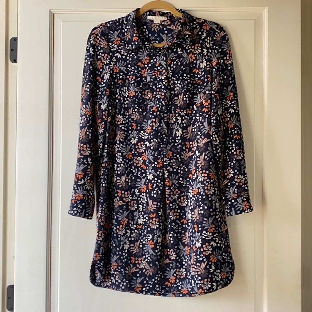 Pretty Floral Popover Dress With Collar